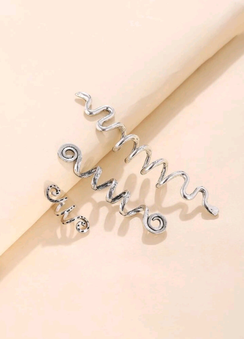 Spiral Hair Cuffs- Silver
