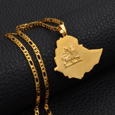 Ethiopia Lion Map Necklace